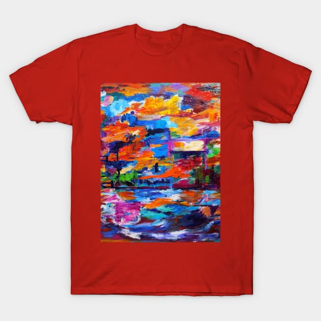 Red Abstract Landscape T-Shirt by tanyazevallos